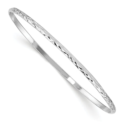 Sterling Silver Rh-Plated Polished & D/C 2mm Slip On Children'S Bangle