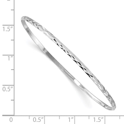 Sterling Silver Rh-Plated Polished & D/C 2mm Slip On Children'S Bangle