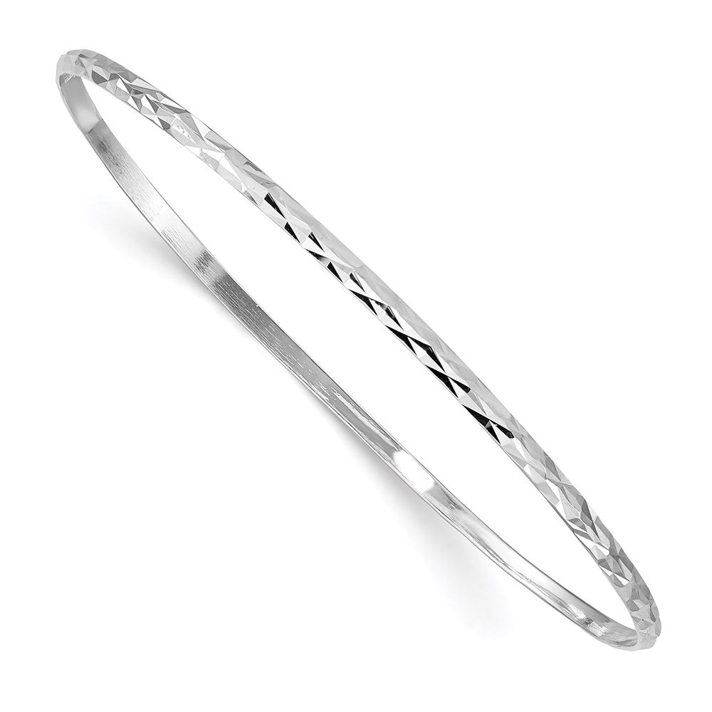 Sterling Silver Rh-Plated Polished & D/C 2mm Slip On Children'S Bangle