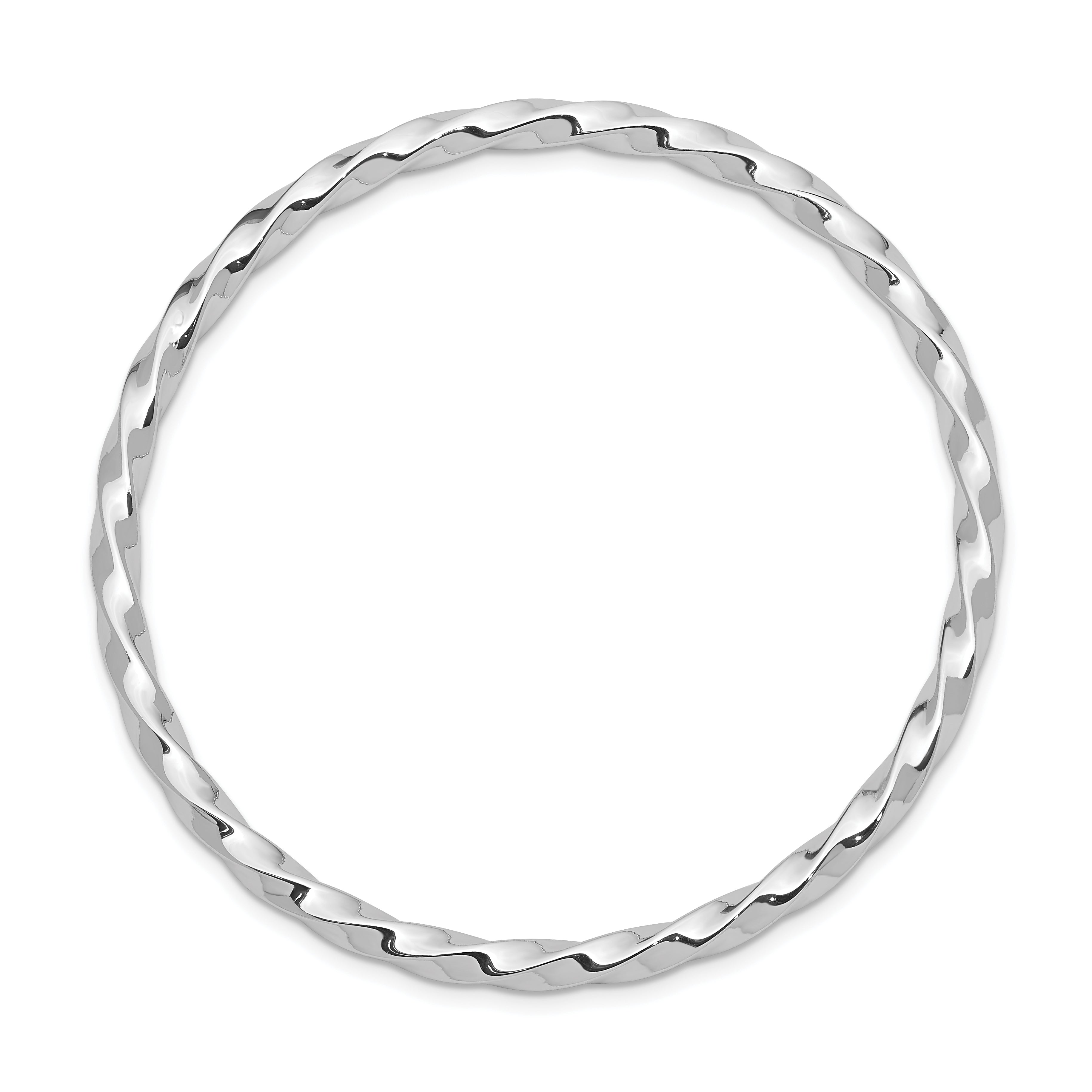 Sterling Silver Rh-Plated Polished Twisted Slip On Children'S Bangle Bracel