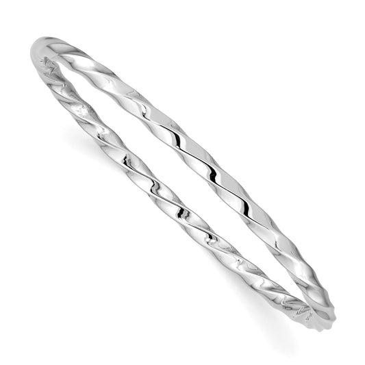 Sterling Silver Rh-Plated Polished Twisted Slip On Children'S Bangle Bracel