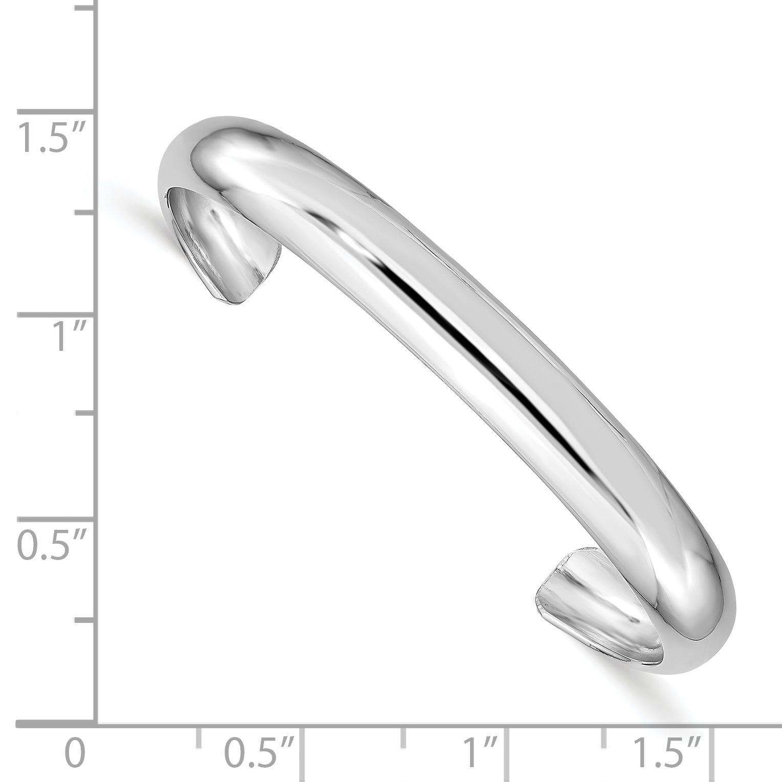 Sterling Silver Rhod-Plated Polished & Domed 6mm Children'S Cuff Bangle