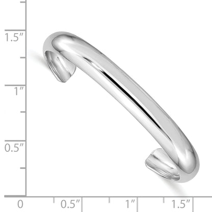 Sterling Silver Rhod-Plated Polished & Domed 6mm Children'S Cuff Bangle