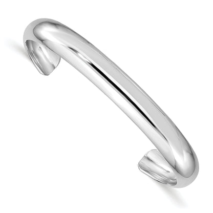 Sterling Silver Rhod-Plated Polished & Domed 6mm Children'S Cuff Bangle