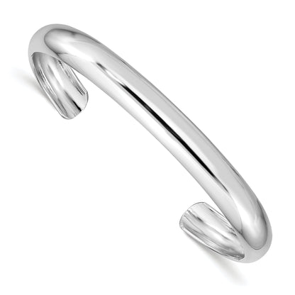 Sterling Silver Rhod-Plated Polished & Domed 6mm Children'S Cuff Bangle