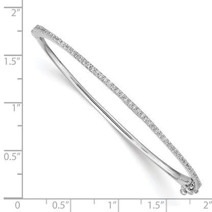 Sterling Silver Shimmer Rhodium-Plated 62 Stone Cz Hinged Bangle Bracelet