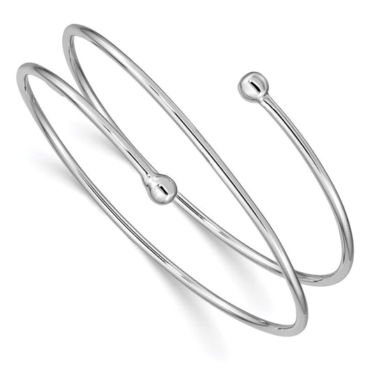 Sterling Silver Rhodium-Plated Flexible Wrap Bangle