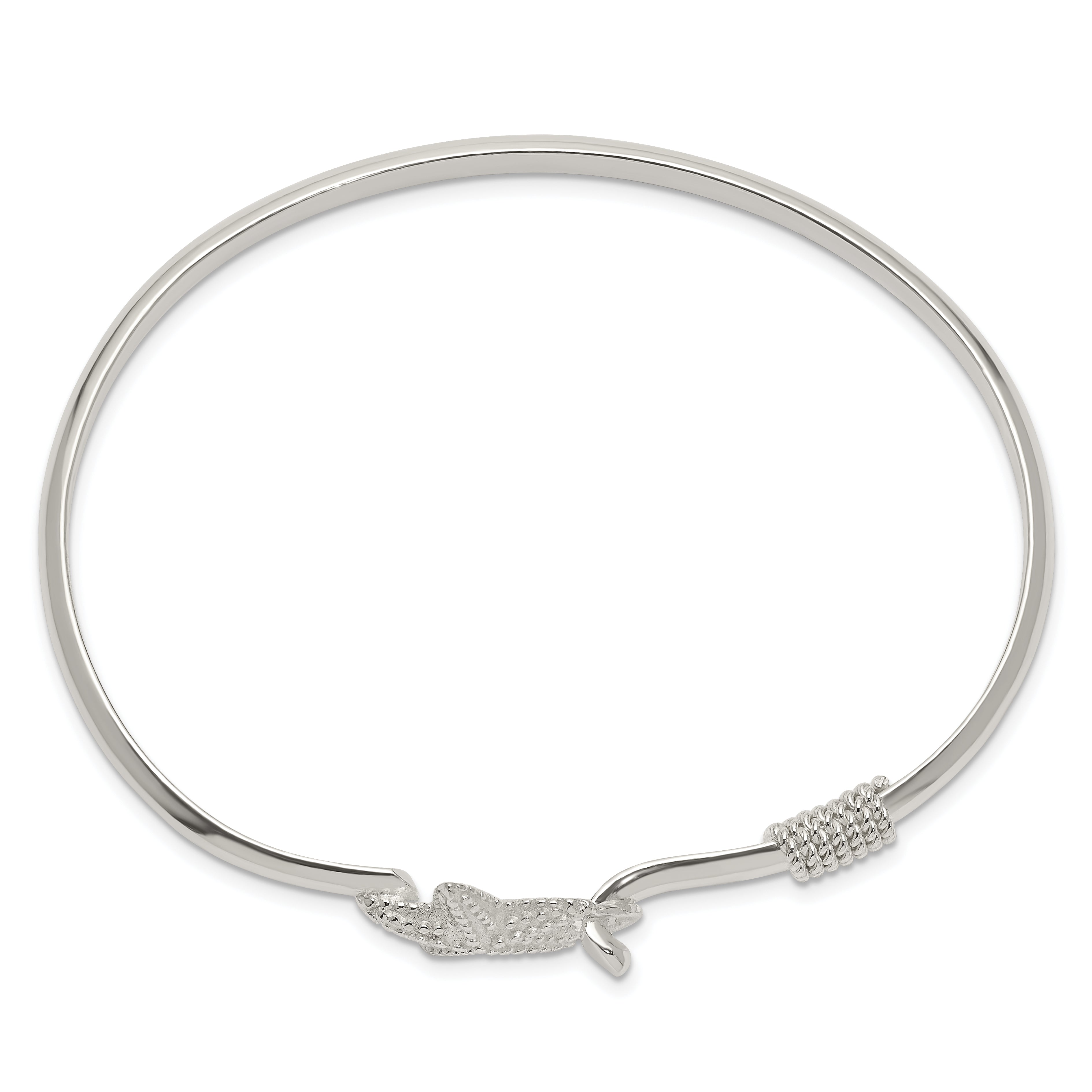 Sterling Silver Polished And Textured Starfish Bangle
