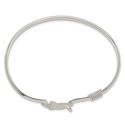 Sterling Silver Polished And Textured Starfish Bangle