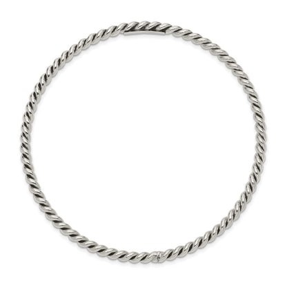 Sterling Silver Antiqued 3mm Twisted Slip-On Bangle