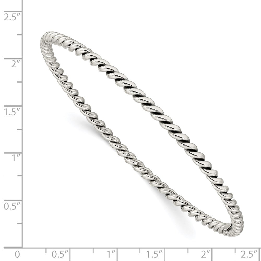 Sterling Silver Antiqued 3mm Twisted Slip-On Bangle