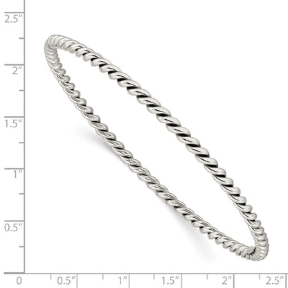Sterling Silver Antiqued 3mm Twisted Slip-On Bangle