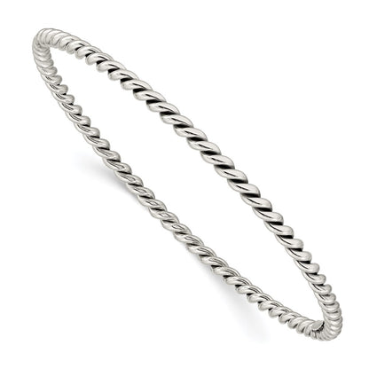 Sterling Silver Antiqued 3mm Twisted Slip-On Bangle
