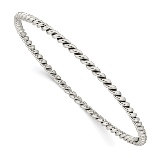 Sterling Silver Antiqued 3mm Twisted Slip-On Bangle