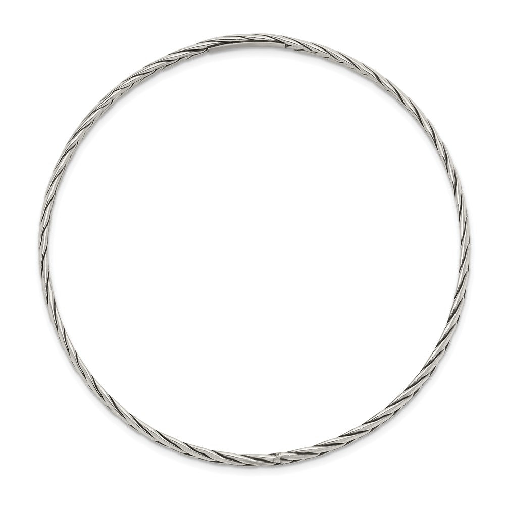 Sterling Silver Antiqued 3mm Slip-On Bangle