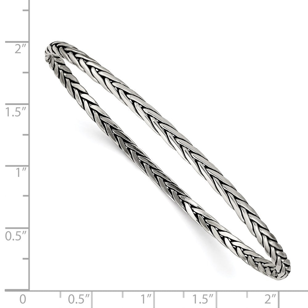 Sterling Silver Antiqued 3mm Slip-On Bangle