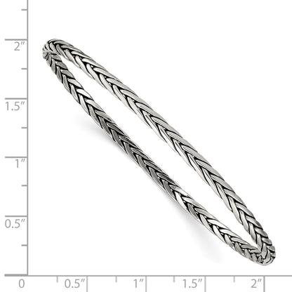Sterling Silver Antiqued 3mm Slip-On Bangle