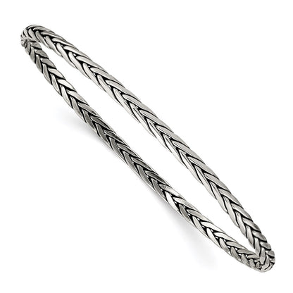 Sterling Silver Antiqued 3mm Slip-On Bangle