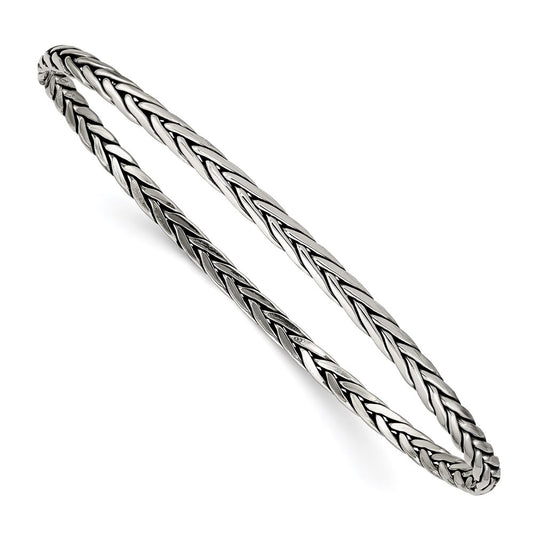 Sterling Silver Antiqued 3mm Slip-On Bangle