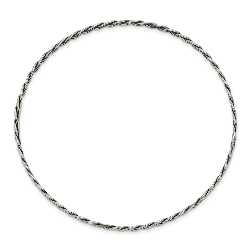 Sterling Silver Antiqued 3.5mm Slip-On Bangle