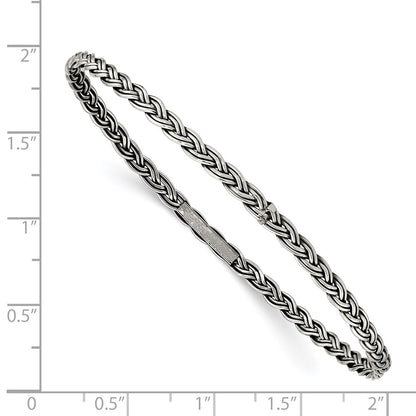 Sterling Silver Antiqued 3.5mm Slip-On Bangle