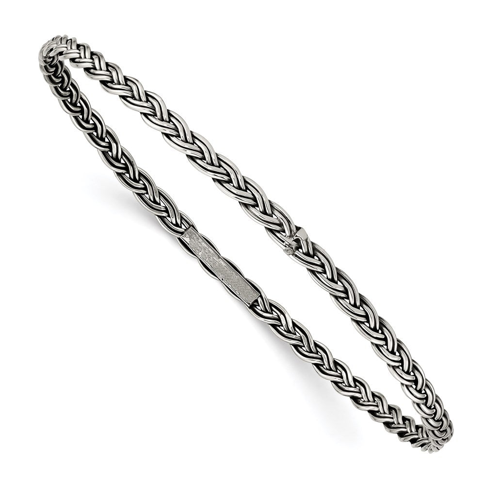 Sterling Silver Antiqued 3.5mm Slip-On Bangle