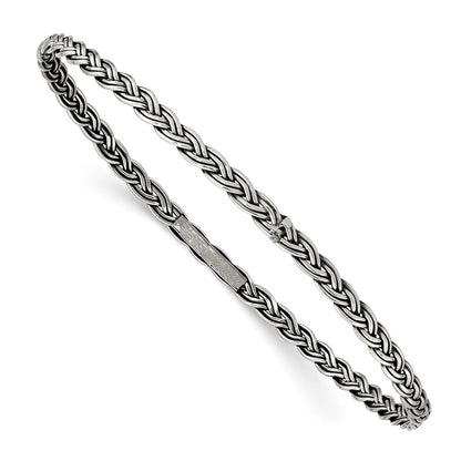 Sterling Silver Antiqued 3.5mm Slip-On Bangle