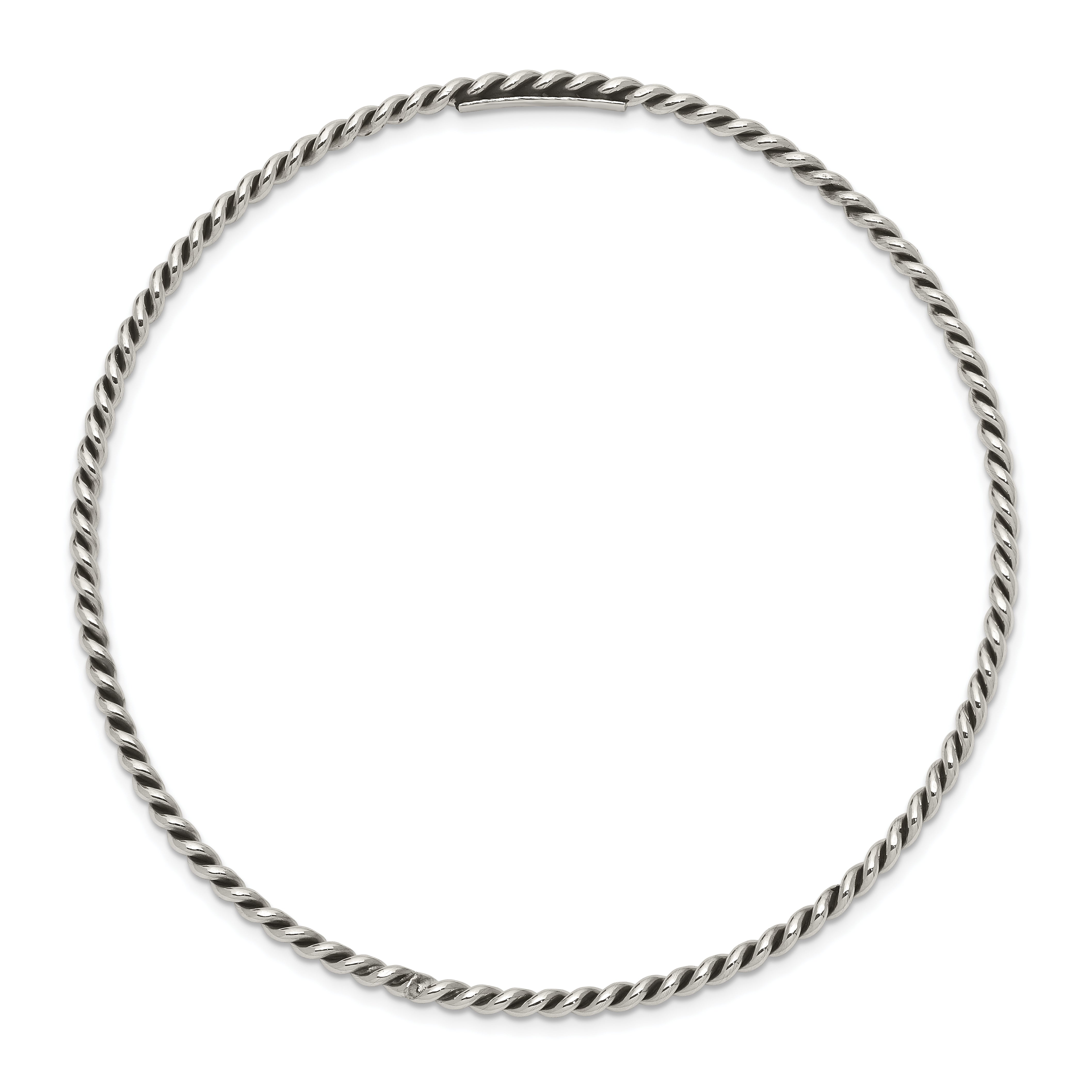 Sterling Silver Antiqued 2mm Twisted Slip-On Bangle