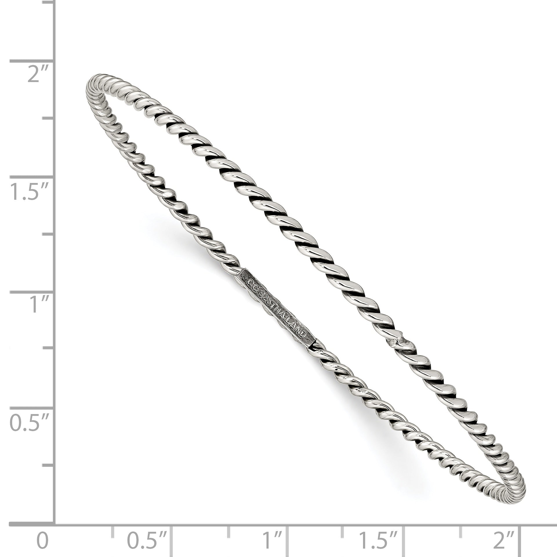 Sterling Silver Antiqued 2mm Twisted Slip-On Bangle
