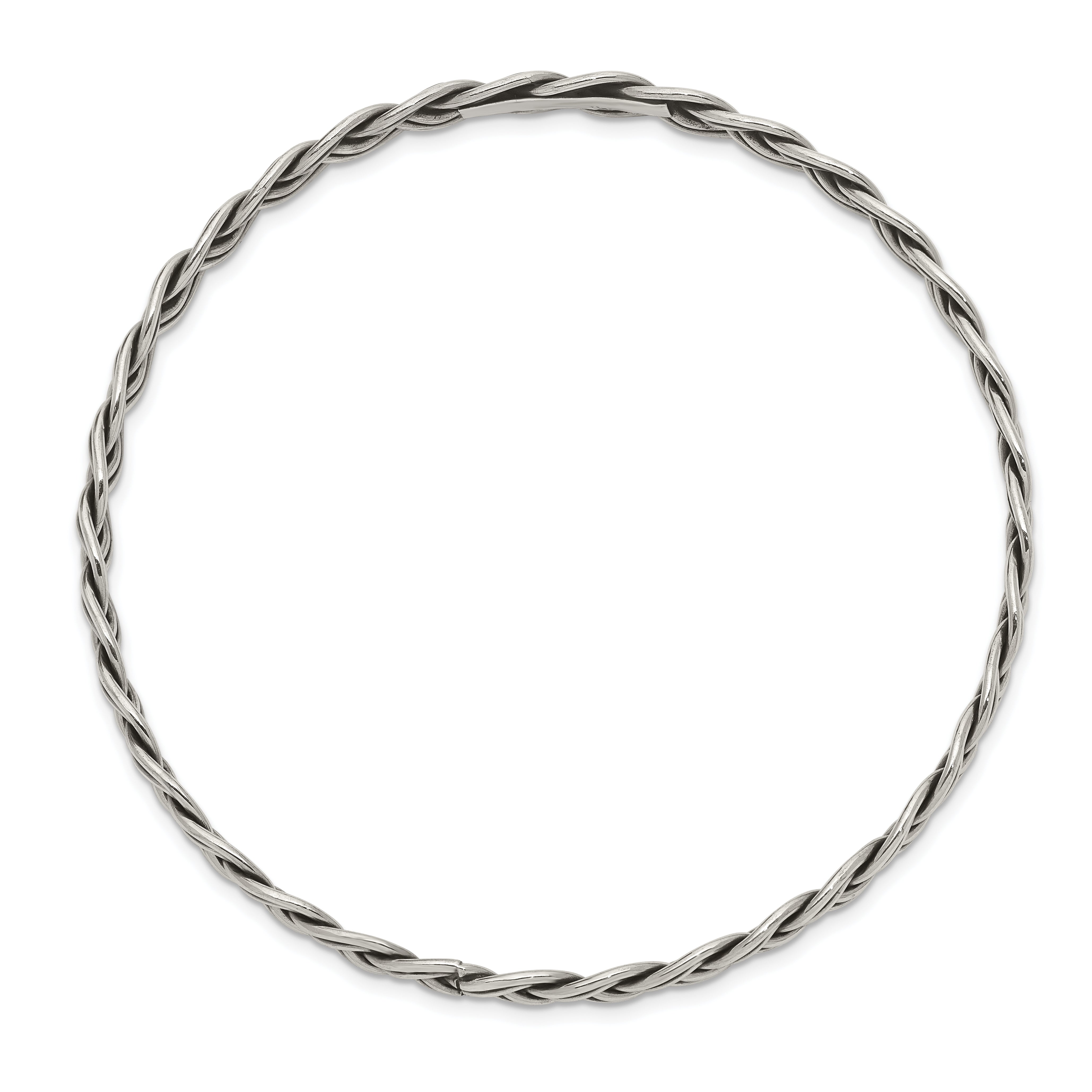 Sterling Silver Antiqued 5.25mm Slip-On Bangle