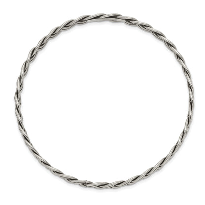 Sterling Silver Antiqued 5.25mm Slip-On Bangle