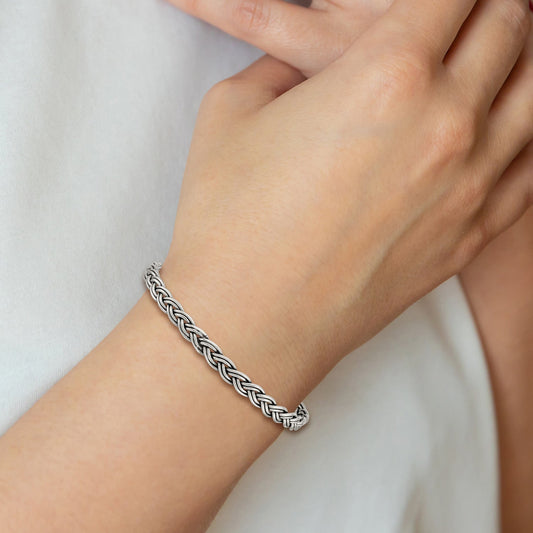 Sterling Silver Antiqued 5.25mm Slip-On Bangle