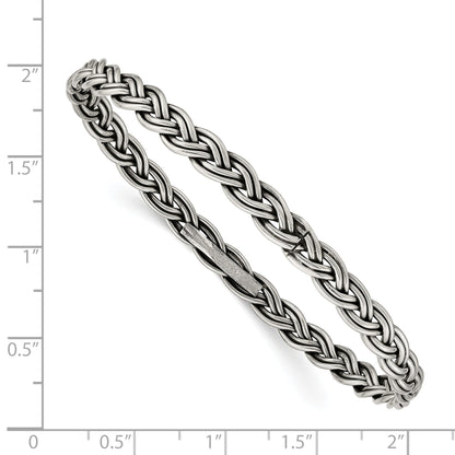 Sterling Silver Antiqued 5.25mm Slip-On Bangle