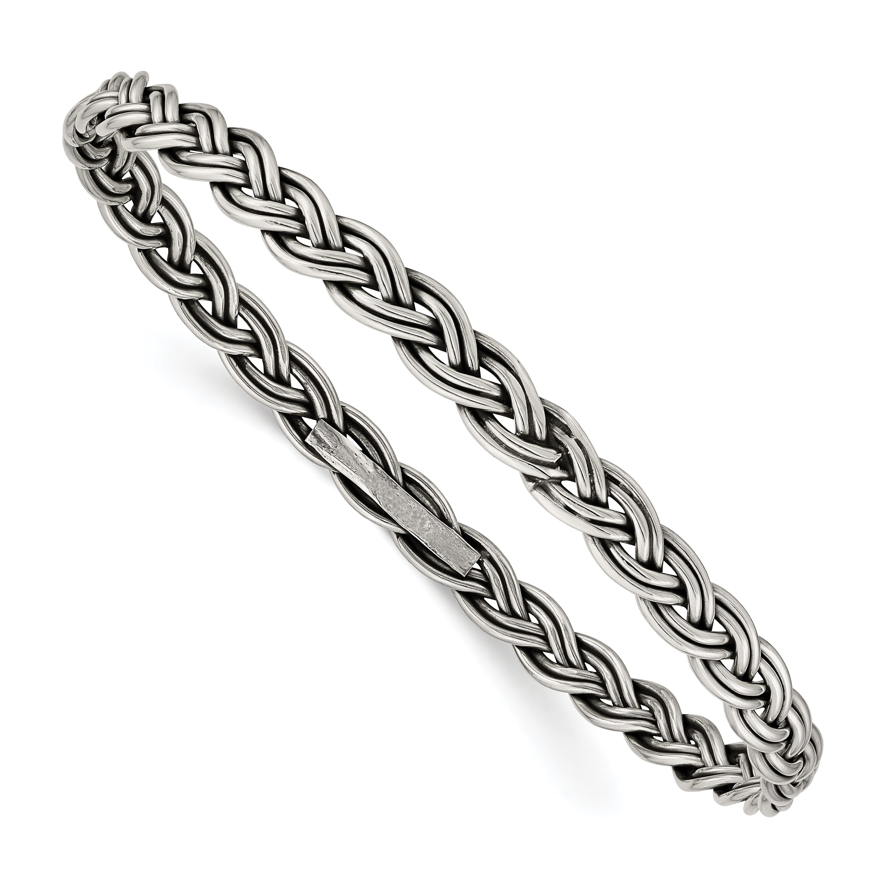 Sterling Silver Antiqued 5.25mm Slip-On Bangle