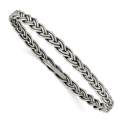 Sterling Silver Antiqued 5.25mm Slip-On Bangle