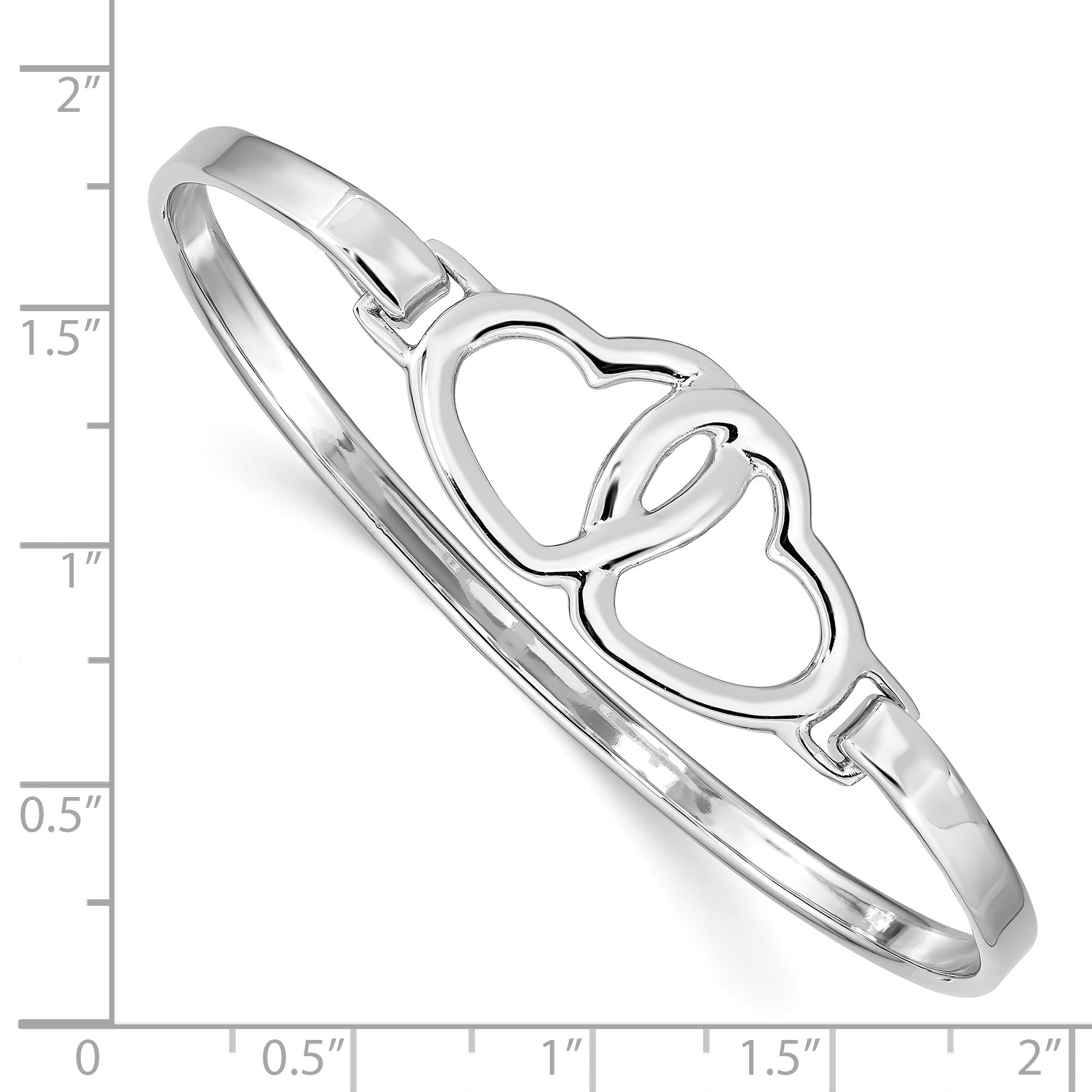 Sterling Silver Rhodium-Plated Heart Bangle