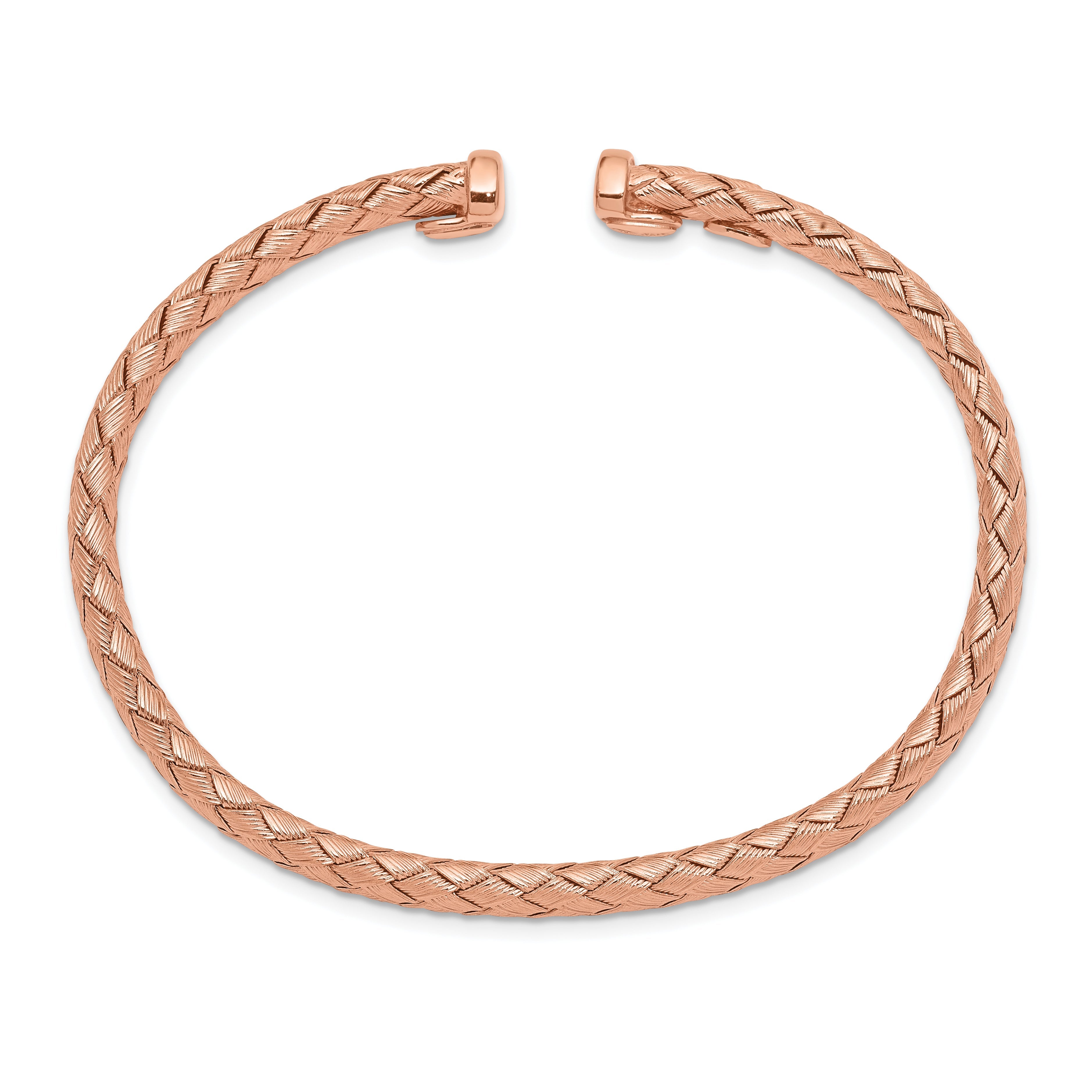 Sterling Silver Rose-Tone Polished And Textured Bangle