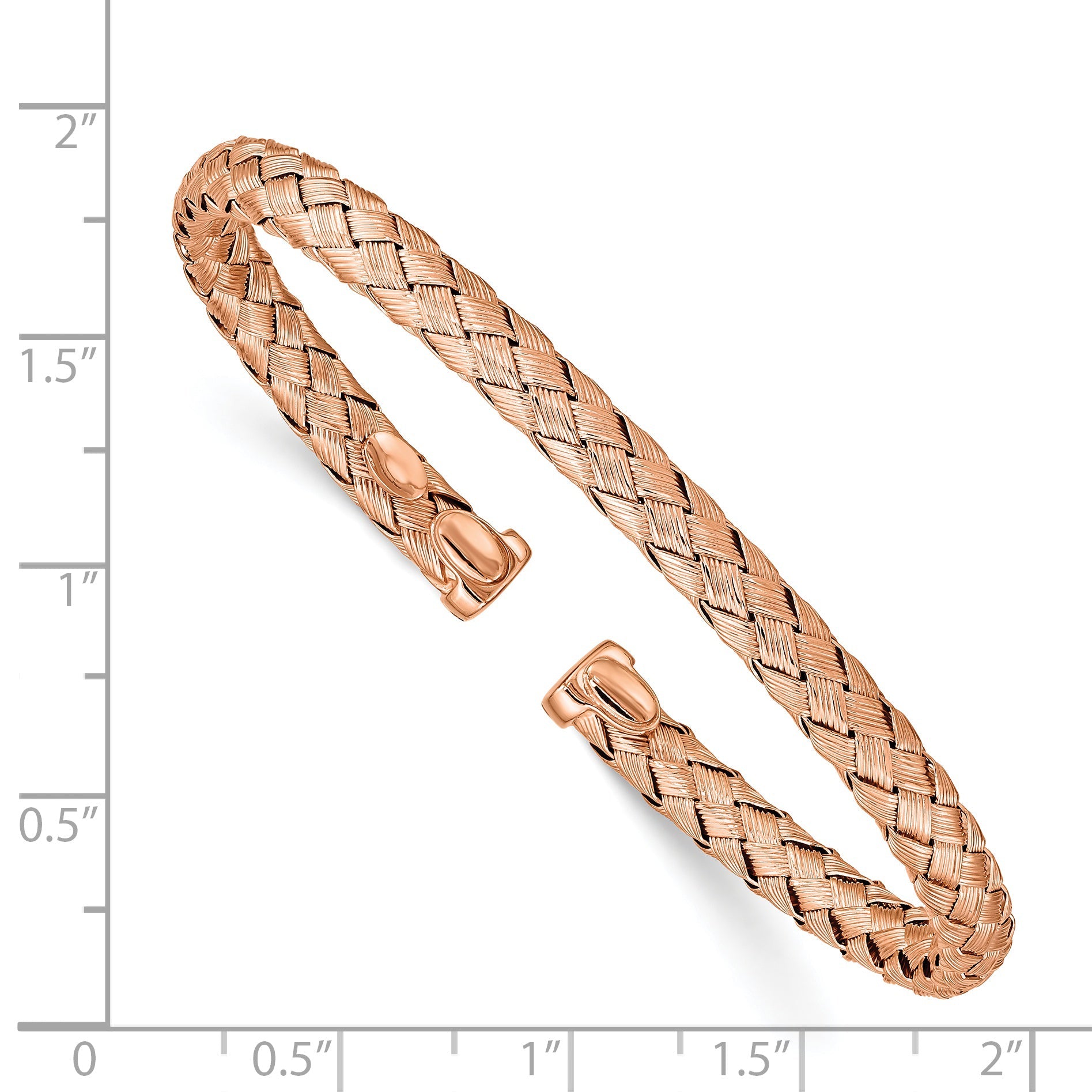 Sterling Silver Rose-Tone Polished And Textured Bangle