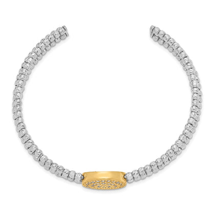 Sterling Silver Gold-Tone Rhodium-Plated Swarovski Crystal Bangle