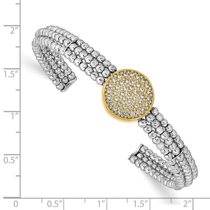 Sterling Silver Gold-Tone Rhodium-Plated Swarovski Crystal Bangle