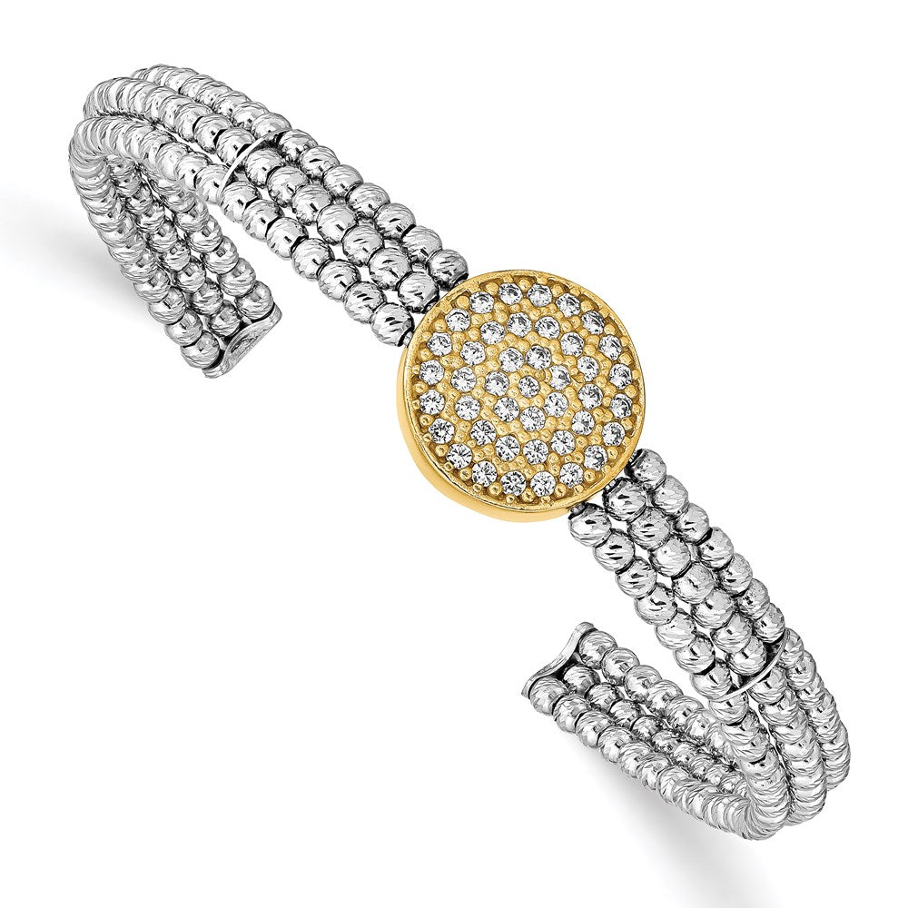 Sterling Silver Gold-Tone Rhodium-Plated Swarovski Crystal Bangle