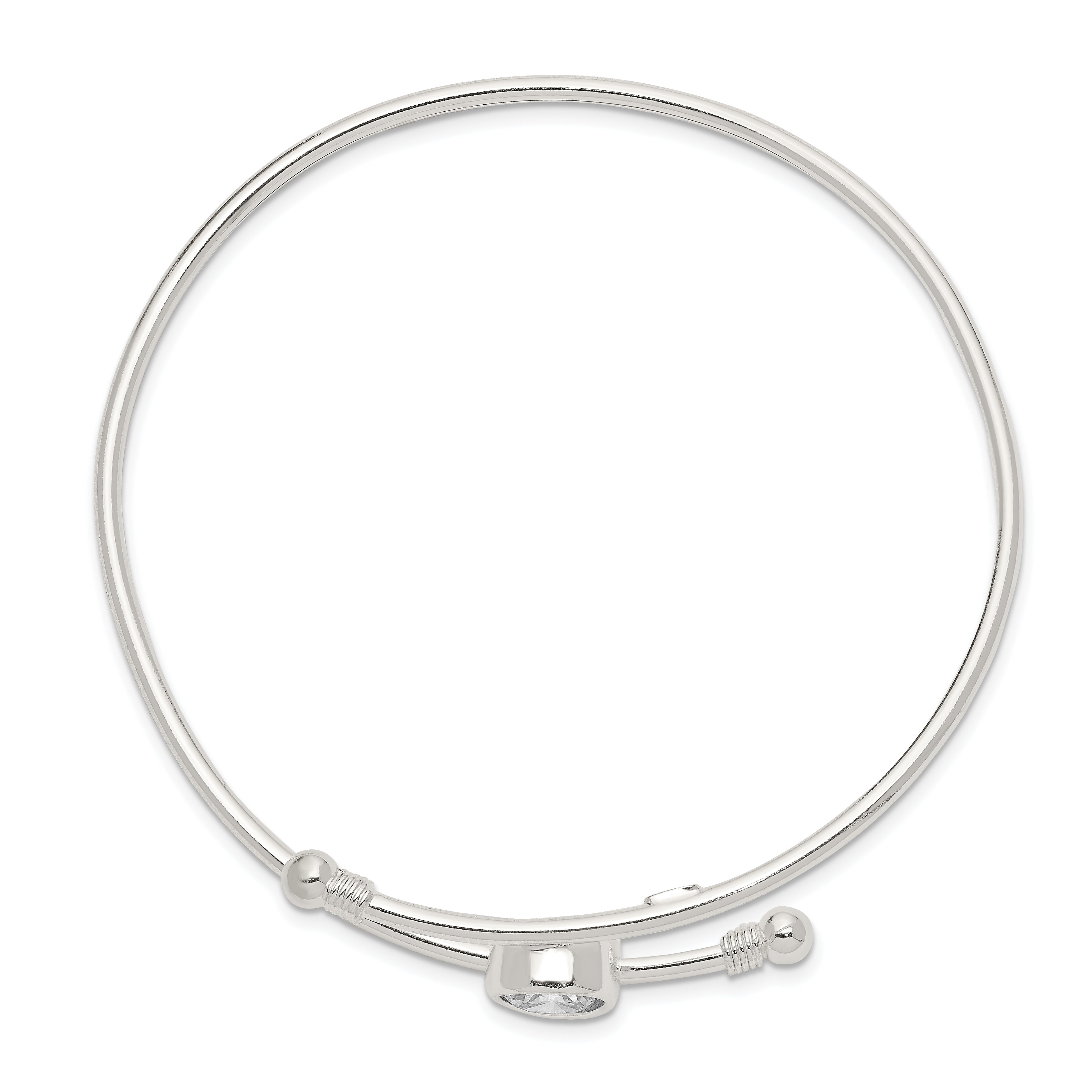 Sterling Silver Polished Cz Bangle