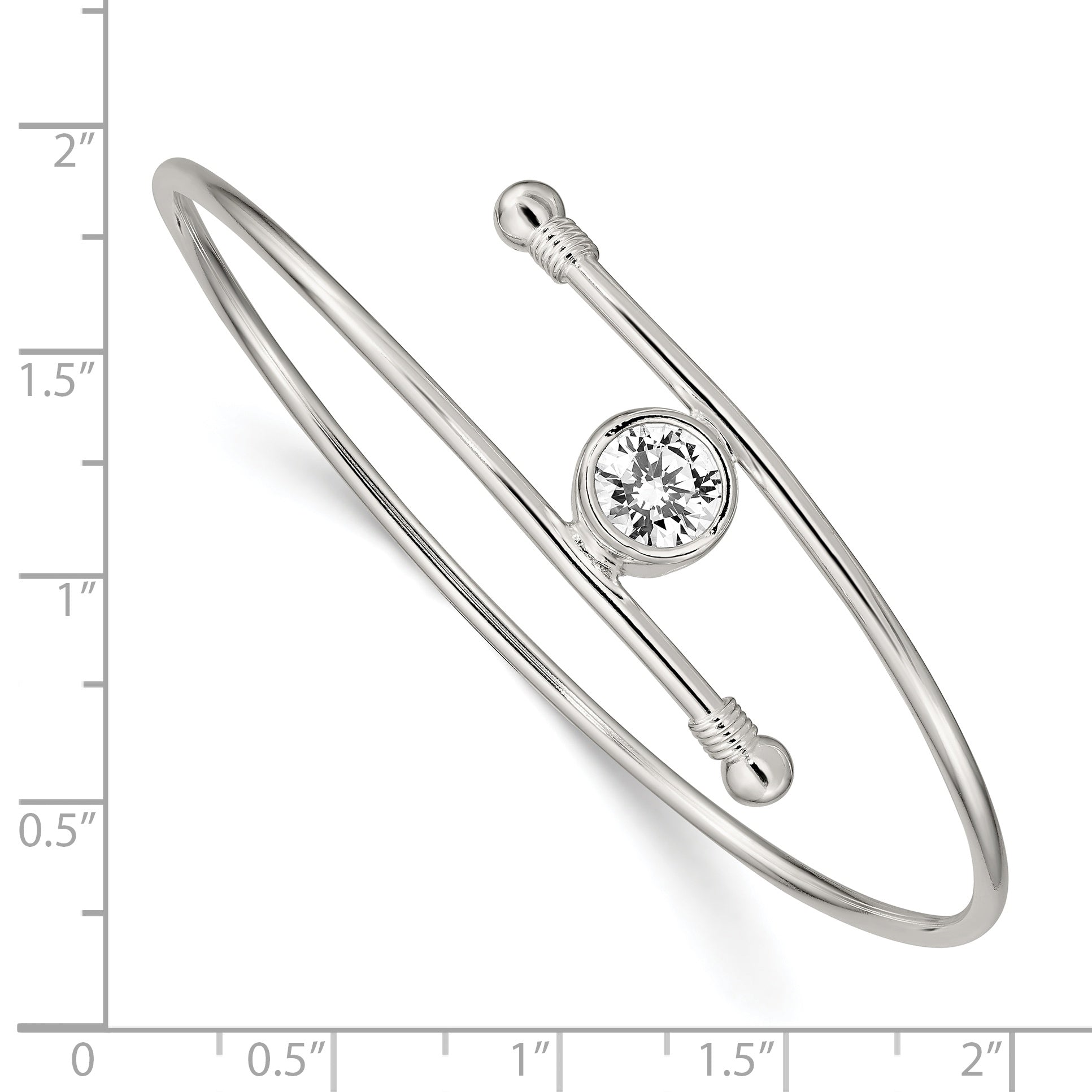 Sterling Silver Polished Cz Bangle