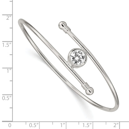 Sterling Silver Polished Cz Bangle