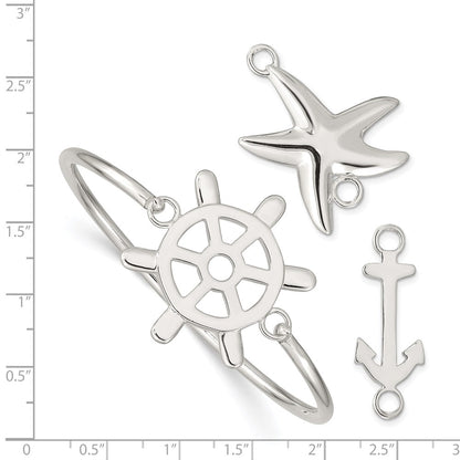 Sterling Silver With Interchangeable Nautical Charms 3.00mm Bangle