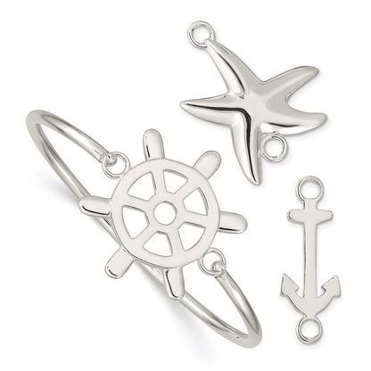 Sterling Silver With Interchangeable Nautical Charms 3.00mm Bangle