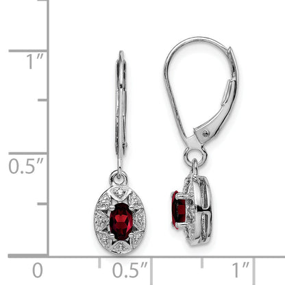 Sterling Silver Rhodium-Plated Diam. & Garnet Earrings