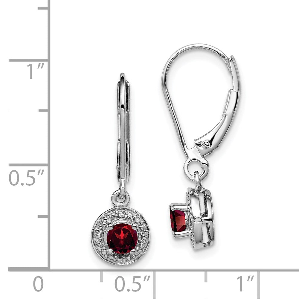 Sterling Silver Rhodium-Plated Diam. & Garnet Earrings