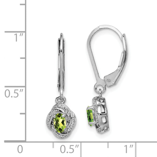 Sterling Silver Rhodium-Plated Diam. & Peridot Earrings