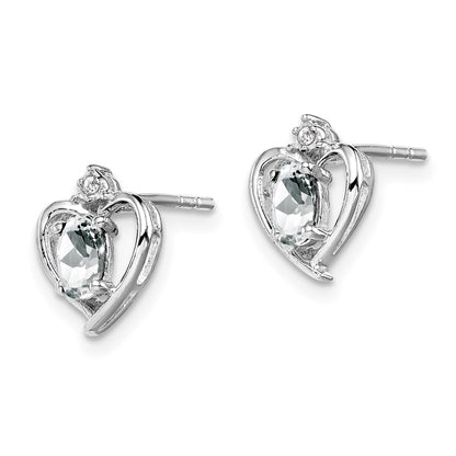Sterling Silver Rhodium-Plated White Topaz & Diam. Earrings